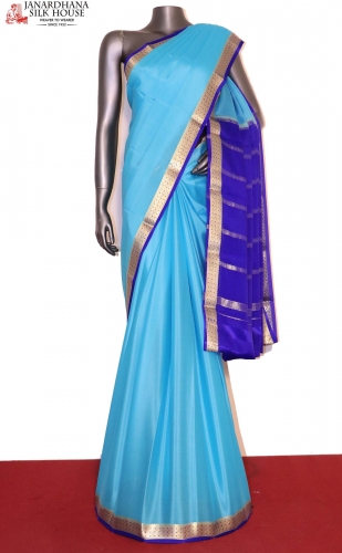 Contrast Classic Pure Mysore Crepe Silk Saree